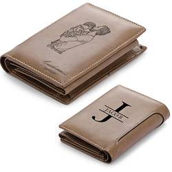 kaululu Personalisiert Männer Geldbörse mit Namen Gravur Großbuchstabe Foto Braun Leder Portmonee Wallet Geschenk für Ehemann/Freund/Bruder/Vater/Bester Freund von kaululu