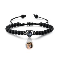 kaululu Personalisierte Projektion Foto Armband für Frauen Männer Herz Verstellbare Armband mit Foto im Inneren für Paar Familie Freunde Freundschaft Armband Jewerly Geschenke von kaululu