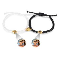 kaululu Personalisiertes Armband mit Foto für Paare Partnerarmbänder mit Gravur Armband mit Bild im Stein für Frauen Männer Freunde Freundschaftsarmband Schmuckgeschenke von kaululu