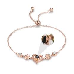 kaululu Personalisiertes Foto Armband Damen Armband mit Bild im Stein Herz Armband mit Gravur Armband Damen Silber für Frau MäDchen Mama Personalisierte Geschenke (R3) von kaululu