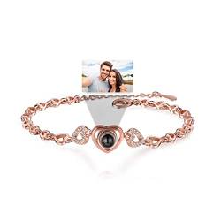 kaululu Personalisiertes Foto Armband Damen Armband mit Bild im Stein Herz Armband mit Gravur Armband Damen Silber für Frau MäDchen Mama Personalisierte Geschenke von kaululu