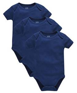 Kavkas Baby-Strampler, Kurzarm, für Neugeborene, weiche Baumwoll-Einteiler, Unterhemden, 3er Pack, 0–24 Monate, blau, 92 von kavkas