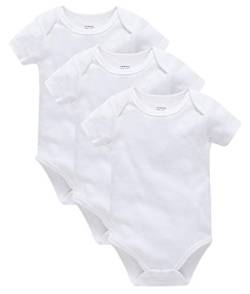 Kavkas Baby-Strampler, Kurzarm, für Neugeborene, weiche Baumwoll-Einteiler, Unterhemden, 3er Pack, 0–24 Monate, weiß, 92 von kavkas