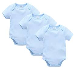 kavkas Kurzarm-Baby-Body für Neugeborene, Baumwolle, weich, 3er-Pack, 0-24 Monate, hellblau, 9-12 Monate von kavkas