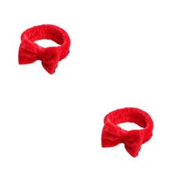 kawehiop 2 Satz von Koralle Samt Stirnband dekorativ elegant Bowknot Make up Gesicht waschen Frauen Stirnband Ornament Geburtstagsgeschenk rot, Rot 2Satz von kawehiop