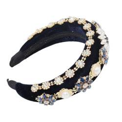 kawehiop Exquisites Strass Stirnband für Frauen, Partys und besondere Anlässe, sanft zum Haar, Schaumstoff Geometrie, Blumen Show Stirnband, Blau von kawehiop