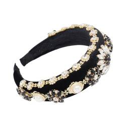 kawehiop Exquisites Strass Stirnband für Frauen, Partys und besondere Anlässe, sanft zum Haar, Schaumstoff Geometrie, Blumen Show Stirnband, Schwarz von kawehiop