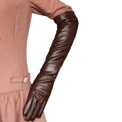 kawehiop Modische und elegante lange PU Lederhandschuhe für Damen, breite Anwendung, bequemes Geschenk, angenehm zu tragende lange Handschuhe, leichter Kaffee, L von kawehiop