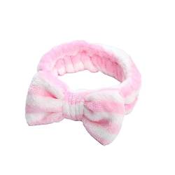 kawehiop Stirnband niedlich dekorativ tragbar elegant ersetzend Schleife Make up Gesicht waschen Frauen Stirnband Ornament Geburtstagsgeschenk, Rosa Streifen von kawehiop