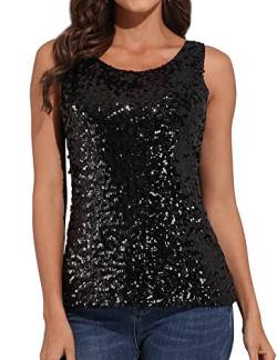 kayamiya Damen 1920er Jahre Glitter Pailletten Weste Tank Tops S Schwarz von kayamiya