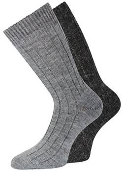 Alpaka Socken Damen Herren braun grau dünn gestrickt (35-38, Grau/Anthrazit) von kbsocken