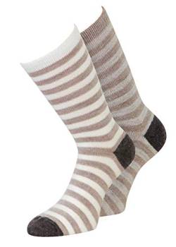Alpaka Socken Damen Wollsocken warme Socken grau braun Frauen Ringelsocken (35-38, Braun) von kbsocken