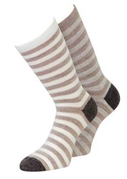 Alpaka Socken Damen Wollsocken warme Socken grau braun Frauen Ringelsocken (39-42, Braun) von kbsocken