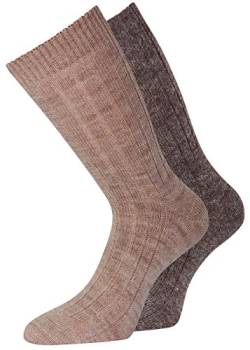 Alpaka Socken dünn gestrickt warme Wollsocken Damen Herren (43-46, Braun) von kbsocken
