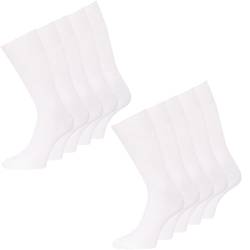 Diabetiker Strümpfe Herren Socken ohne Gummi Baumwolle 10 Paar (39-42, Weiß) von kbsocken