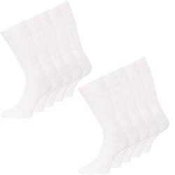 Diabetiker Strümpfe Herren Socken ohne Gummi Baumwolle 10 Paar (43-46, Weiß) von kbsocken