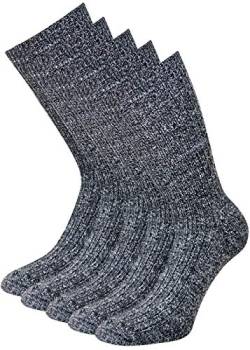 Norwegersocken Wollsocken ohne Gummi Plüschsohle (43-46, 5 Paar) von kbsocken