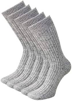 Wollsocken Wintersocken warme Socken Damen Herrensocken Strümpfe 5 Paar (DE/NL/SE/PL, Numerisch, 43, 46, Regular, Regular, Grau) von kbsocken