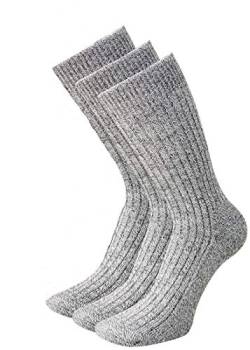 Wollsocken ohne Gummi Wintersocken warme Wollsocken mit Plüschsohle, grau (43-46, 3-Paar) von kbsocken