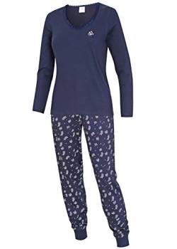 kbsocken Langer Damen Schlafanzug Pyjama Nachtwäsche Sleepwear Nightwear Dunkelblau 100% Baumwolle S M L XL (S) von kbsocken