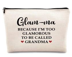 kdqua Glamma Geschenke für Oma Make-up-Tasche, erstes Mal Oma Geschenke, Dankeschön-Geschenke für Mimi Gigi Nana, Großmutter Geschenke für Geburtstag, Muttertag, Leinen, Kosmetiktasche, von kdqua