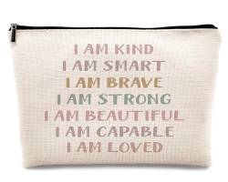 kdqua Kosmetiktasche mit Aufschrift "I Am Kind I Am Smart I Am Brave", für psychische Gesundheit, inspirierende Geschenke für Frauen, Mädchen, Freunde, Mutter, Schwester, Tochter, Lehrer, Kollegen, von kdqua