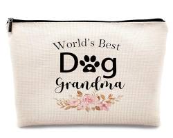 kdqua Make-up-Tasche für Hundeliebhaber, Geschenke für Frauen, Großmutter, Oma, Oma, Geschenk von Enkelin, Hundemutter, Geschenk für Hunde, Oma, Gigi, Mimi, Leinen, Kosmetiktasche, Reise-Kulturbeutel von kdqua