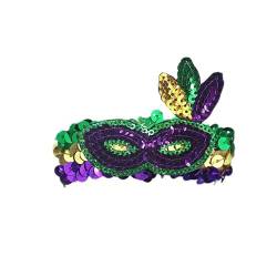 2 Stück Damen Mardi Gras Party Armband Karneval Feier Pailletten Stretch Armbänder für Veranstaltungen Geschenke von keephen