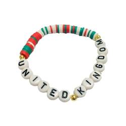 3 Stück personalisiertes Perlen Nationales Alphabet Armband, Land Armband, Weihnachten Armbänder Karneval Aktivität Party Club Favoriten Dekorationen Geschenke von keephen