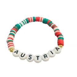 3 Stück personalisiertes Perlen Nationales Alphabet Armband, Land Armband, Weihnachten Armbänder Karneval Aktivität Party Club Favoriten Dekorationen Geschenke von keephen