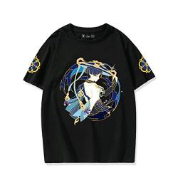 Anime-Spiel Genshin Impact T-Shirt Wanderer gedruckt Kurzarm-Tops Persönlichkeit Comics Harajuku Pullover für Männer Frauen Teens von keephen