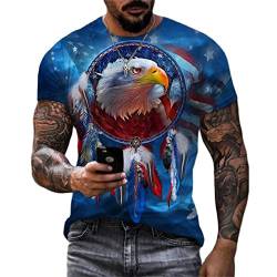 Der patriotische amerikanische Entwurf der Männer mit Adler und Flaggen T-Shirt Unabhängigkeits Eagle T-Shirts von keephen