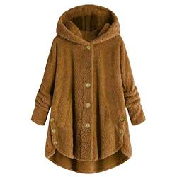 Frauen Winter Fleece Mantel Plus Größe Warme Mäntel Button Down Kapuzenjacke Casual Leichte Outwear von keephen