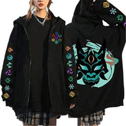 Genshin Impact Zipper Hoodie Männer Frauen Hooded Streetwear Harajuku Japanisch Anime Spiel Xiao/Kaedehara Kazuha Grafik Zipper Sweatshirt Mode Jacke Mantel von keephen