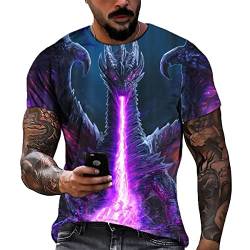 Herren Drachen bedrucktes T-Shirt Mode lässig 3D-Druck Rundhals Kurzarm T-Shirts von keephen