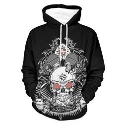 Herren Hoodies Scary Skull Printed Punk Rock Langarm Sweatshirt Unisex Casual Pullover Coole Sportbekleidung von keephen