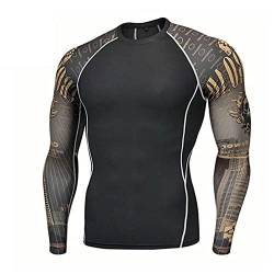 Herren Rash Vest - UV-Schutz Rash Guard Baselayer Compression Shirt Druck Langarm Cool Dry Training Radtrikot UPF 70+ von keephen