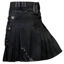 Mens Scottish Skirt Plissee Mittelalter Traditioneller Kampf Goth Punk Kilt Highland Rock Mit Taschen von keephen