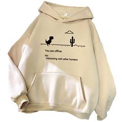 Sie sind offline. Versuchen Sie, mit Anderen Menschen zu interagieren. Hoodies für Frauen, Teenager, Mädchen, Pullover, süßes Dinosaurier Kaktus Sweatshirt mit Tasche von keephen