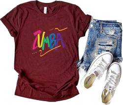 Zumba T-Shirt für Frauen bedrucktes kurzärmeliges lässiges Oberteil für 2023 Zumba Kurse Tanz Fitnesstraining von keephen