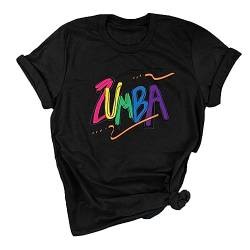 Zumba T-Shirt für Frauen bedrucktes kurzärmeliges lässiges Oberteil für 2023 Zumba Kurse Tanz Fitnesstraining von keephen