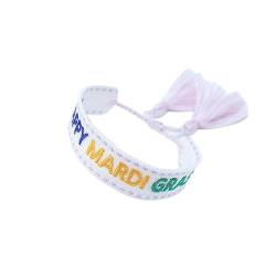 keephen 2 Stück Mardi Gras Party Armband Handgemachte gewebte Braide KordelQuaste Wickelarmband Verstellbares Armband für Frauen Mädchen von keephen