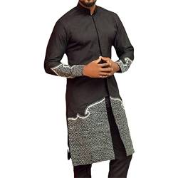keephen Afrikanischer Anzug für Männer Trainingsanzug Dashiki Stickerei Hemden + Hosen 2 Stück Set Ankara Outfits Kurta Set von keephen