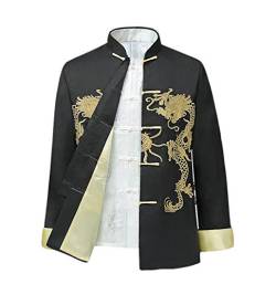 keephen Chinesisch Stil Tai Chi Hemd Kung Fu Tops Tang Anzug Herren Lange Ärmel Drachen Bestickt Jacke Mantel Oberbekleidung von keephen