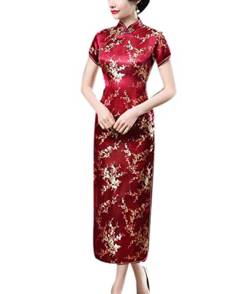 keephen Damen Cheongsam Lange Retro Qipao - Stehkragen Slim Chinesisch Hochzeit Kleid von keephen
