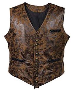 keephen Herren Mittelalter Stil Button Weste Vintage Leder Slim Gilet Cowboy Kostüm Rollenspiel von keephen