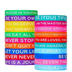 10 Stück Armband Armbänder Silikon Armbänder Motivationszitat Thema Armband Designs für Jungen und Mädchen Sport Stil Design von keepmore