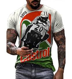 Oldschool T-Shirt für Herren-Retro American Motorcycle Motor Oil Print Kurzarm T-Shirts von keepmore