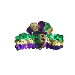 keepmore 2 Stück Mardi Gras Pailletten Armband Mardi Gras Party Glitter Grün Lila Pailletten Stretch-Armbänder für Frauen Mädchen von keepmore