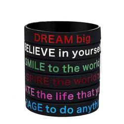 keepmore 6 Stück Inspirierende Silikonarmbänder Schwarzes Armband Gummiarmbänder Personalisiertes Lächeln zur Welt Armbänder Armbänder für Frauen und Männer von keepmore